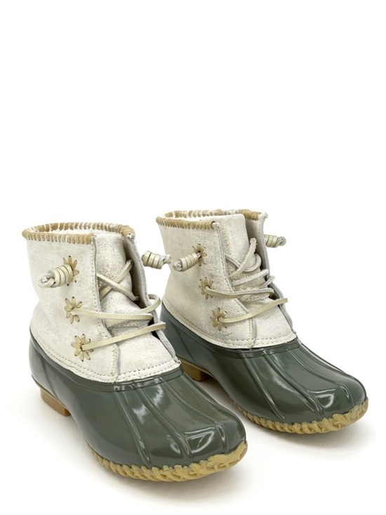 Jack Rogers Shoes - Jack Rogers Chloe Metallic Leather Cuff Duck Boots Olive Green Women's Size 7